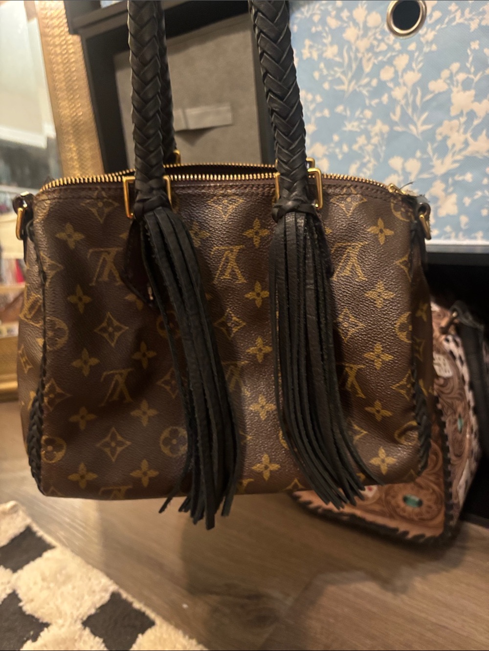 Louis Vuitton Brown Monogram Braided Handle Tassel Shoulder Bag